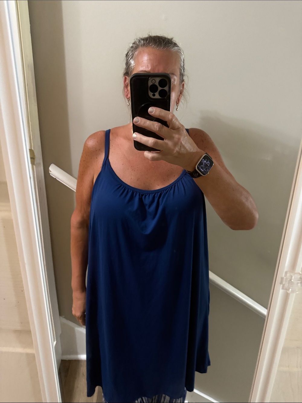 32 Degrees COOL XXL Estate Blue Maxi Cami Dress Built-In Bra Padded Cups NWT